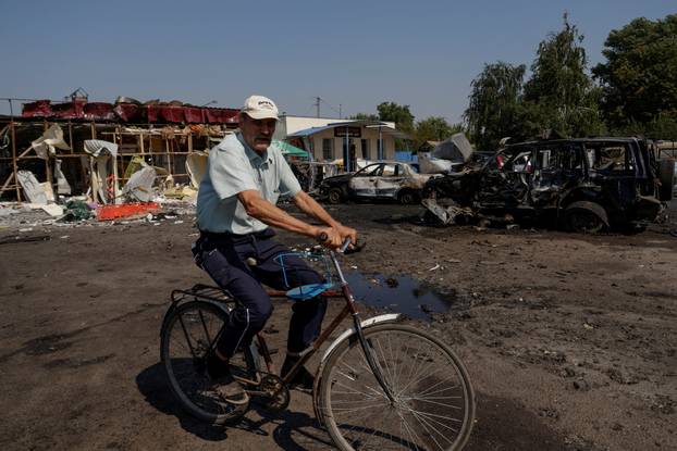 Aftermath of a Russian drone attack in Kharkiv region