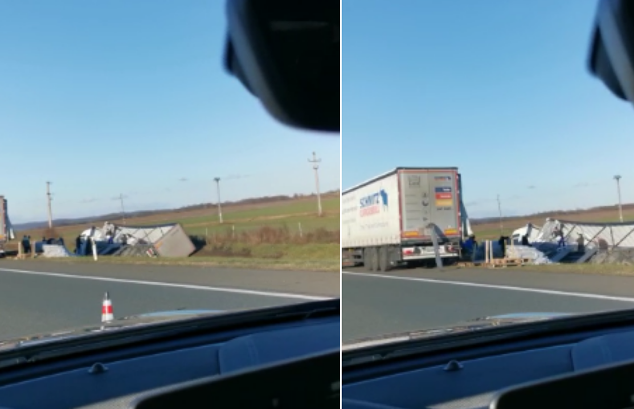 VIDEO Kamion iz BiH sletio s ceste kod odmorišta Lipovljani