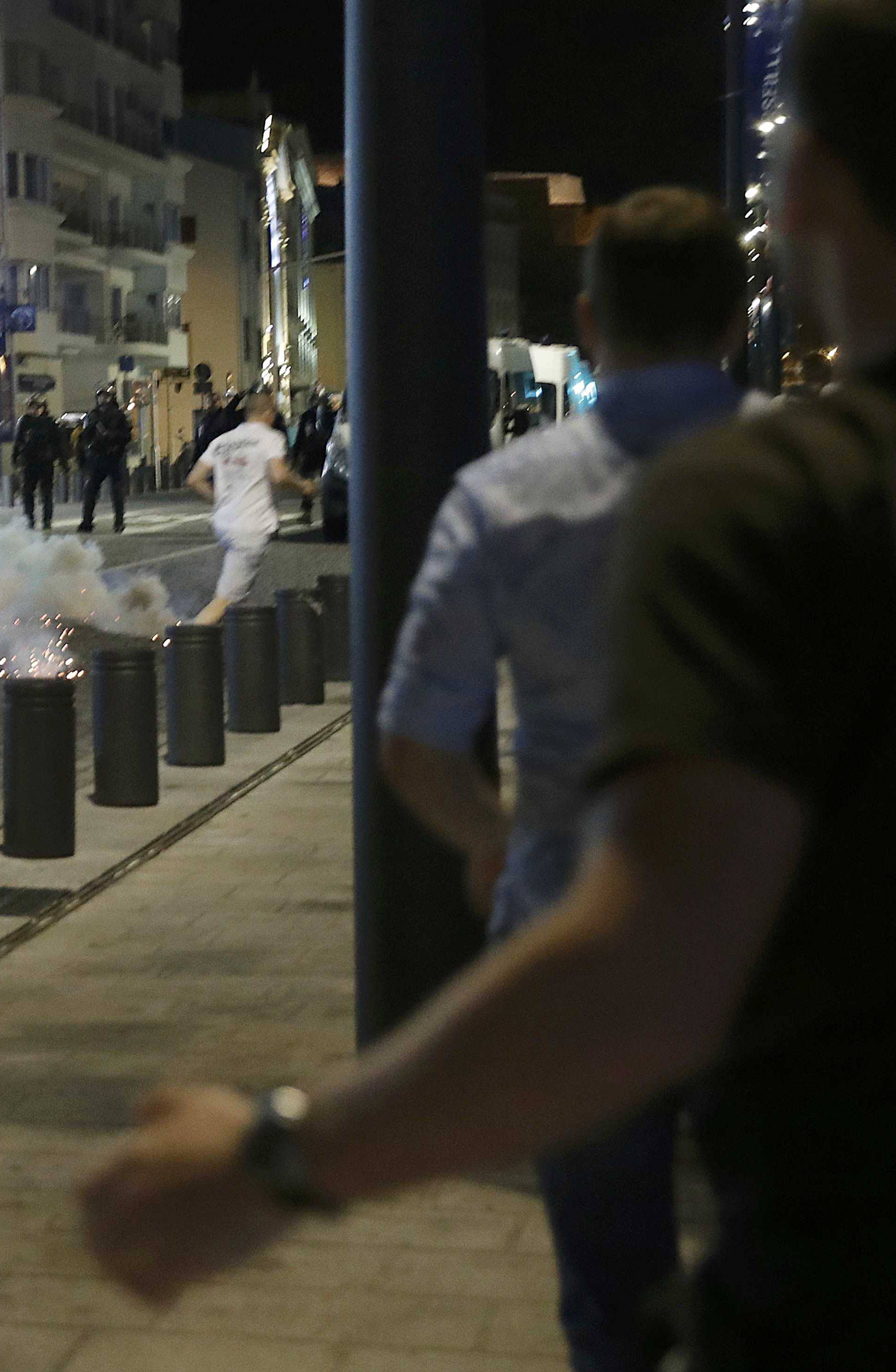 Local youths and supporters clash ahead of England's EURO 2016 match against Russia in Marseille