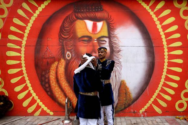The arrival of the members of an akhara or sect of sadhus for the upcoming "Maha Kumbh Mela" in Prayagraj