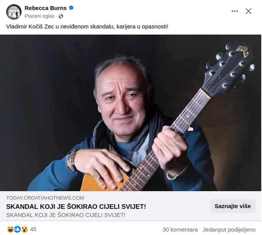Vladimir Kočiš Zec postao meta prevaranata: Na društvenim mrežama se šire lažne vijesti...