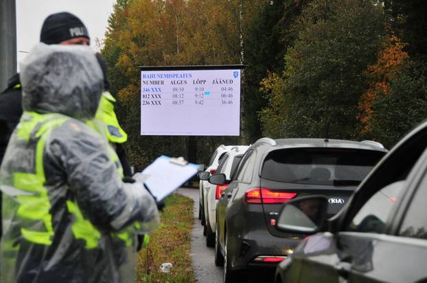 Estonian police officers register overspeeding drivers near Tallinn