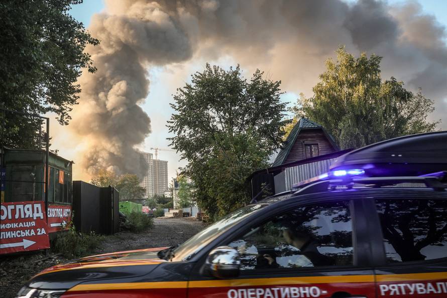 Aftermath of a Russian drone strike in Kyiv