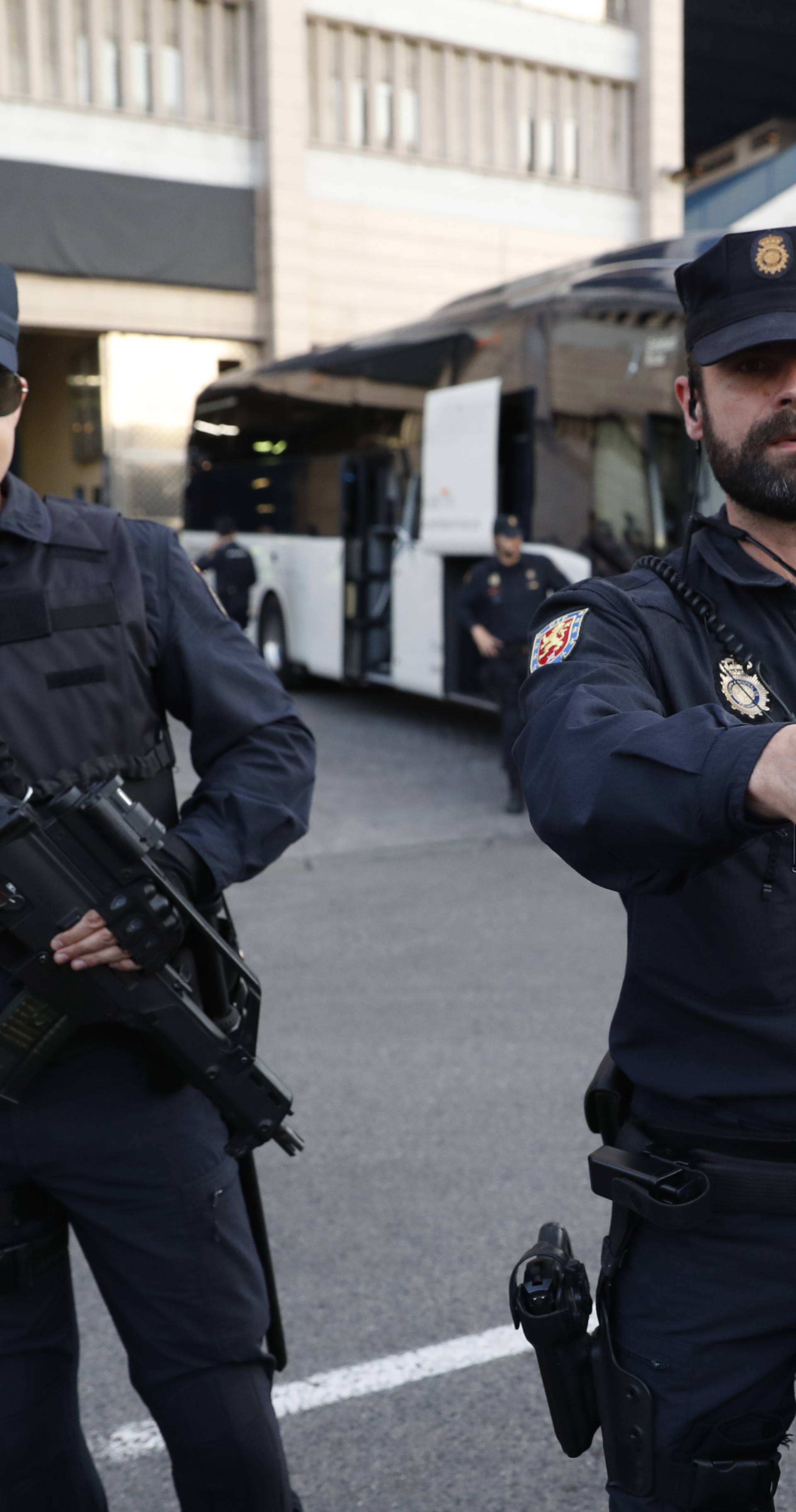 Police around team bus after events in Dortmund, Germany