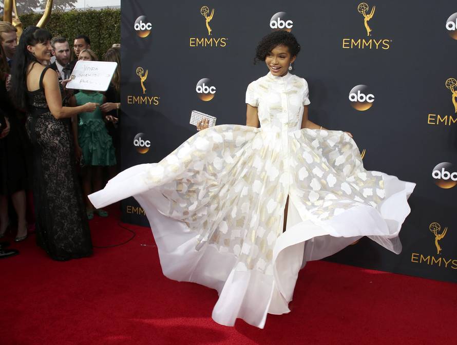 Actress Yara Shahidi from the ABC series "Black-ish" arrives at the 68th Primetime Emmy Awards in Los Angeles