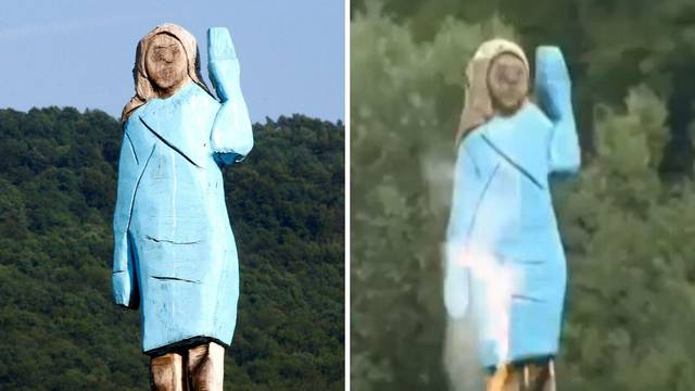 Slovenci zapalili slavnu statuu Melanije Trump kod Sevnice