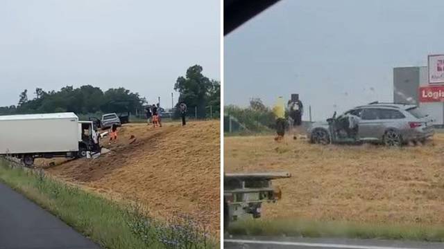 VIDEO Teška nesreća na A1 kod Jastrebarskog: Ozlijeđeno dvoje ljudi, izvlačili vozača iz kamiona