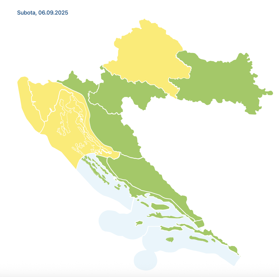 Žuti alarm za vikend za dvije regije zbog bure i pljuskova!