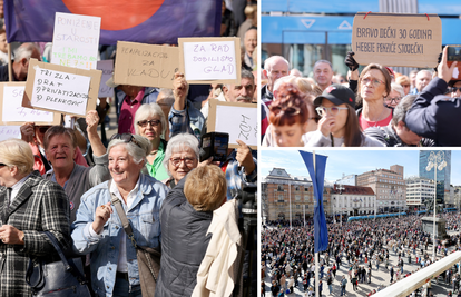 Umirovljenici na prosvjedu u Zagrebu: 'Ja sam penzić gol i bos, u kontejner guram nos...'