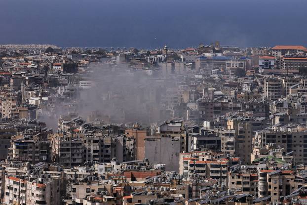 Smoke rises after strikes on Beirut's southern suburbs
