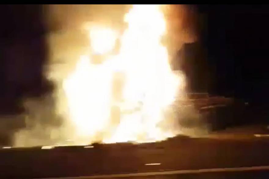 Zapaljena cisterna na autocesti A3