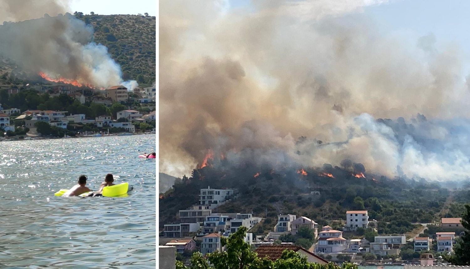 Požar buknuo kraj Rogoznice: 'Vatra se približila kućama, brzo se proširila jer vjetar jako puše'