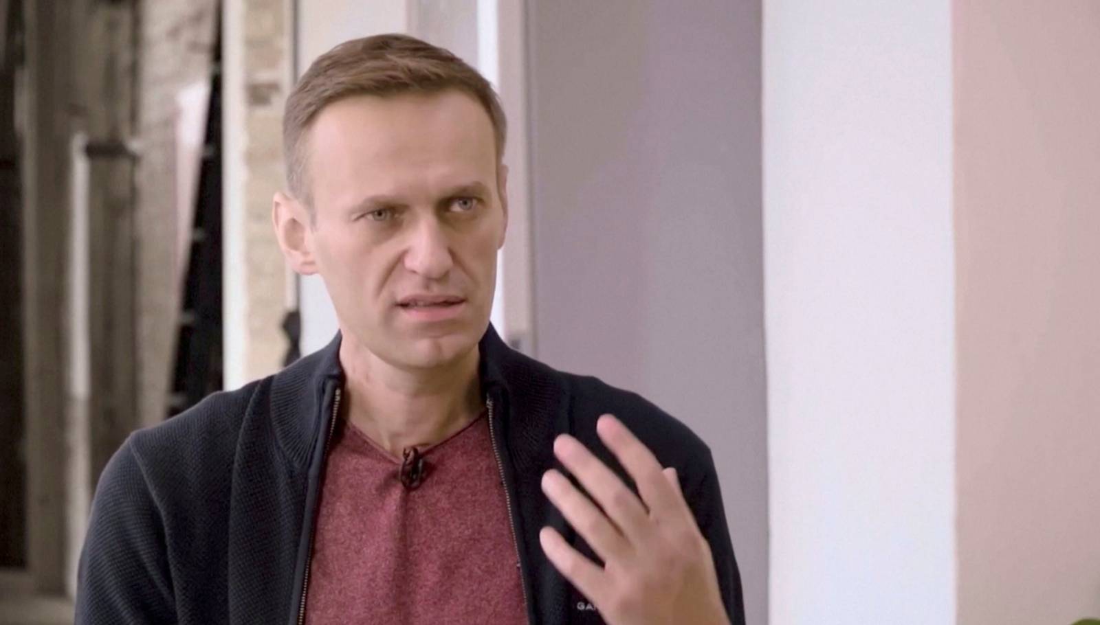 Russian opposition politician Navalny attends an interview with a prominent Russian YouTube blogger in Berlin