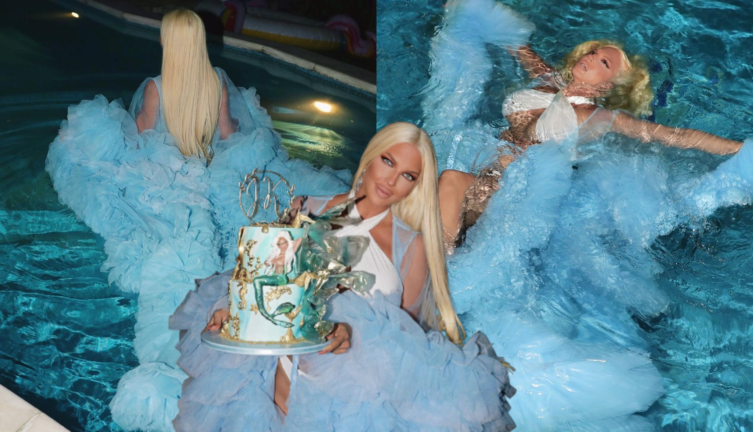 Karleuša proslavila rođendan, fotkala se s tortom pa okupala u bazenu u dizajnerskoj haljini