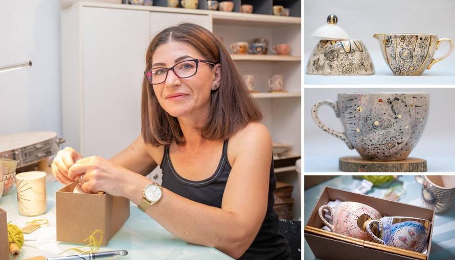 Šalice oslikavam zlatom, a djeca će mi pomogati jer je njihov rad ruku kreativan i posve slobodan