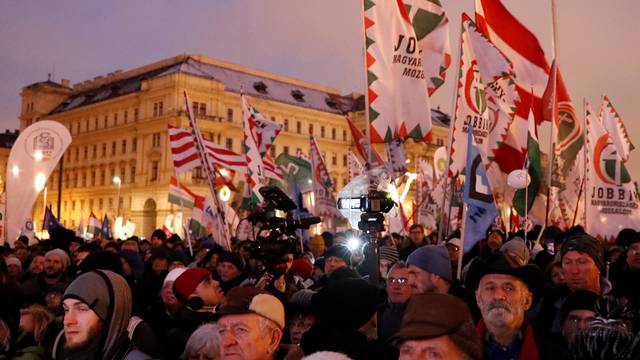 Protest against the new labor law in Budapest