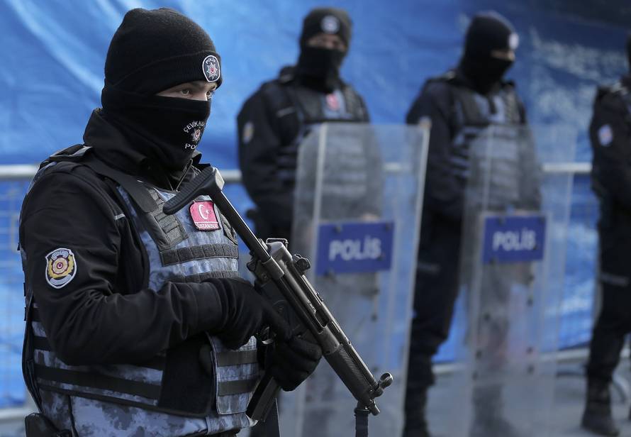 Turkish police stand guard outisde the Reina nightclub by the Bosphorus, which was attacked by a gunman, in Istanbul