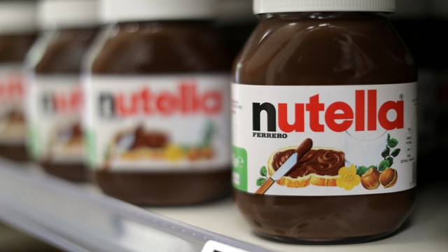 FILE PHOTO: Jars of Nutella chocolate-hazelnut paste are displayed in a Casino supermarket in Nice