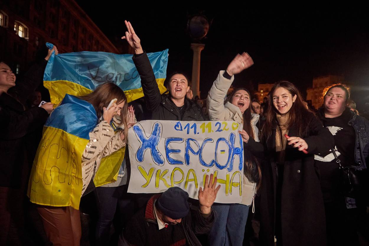 Ukrainians In Kyiv Celebrate The Liberation Of Kherson, Ukraine - 11 Nov 2022