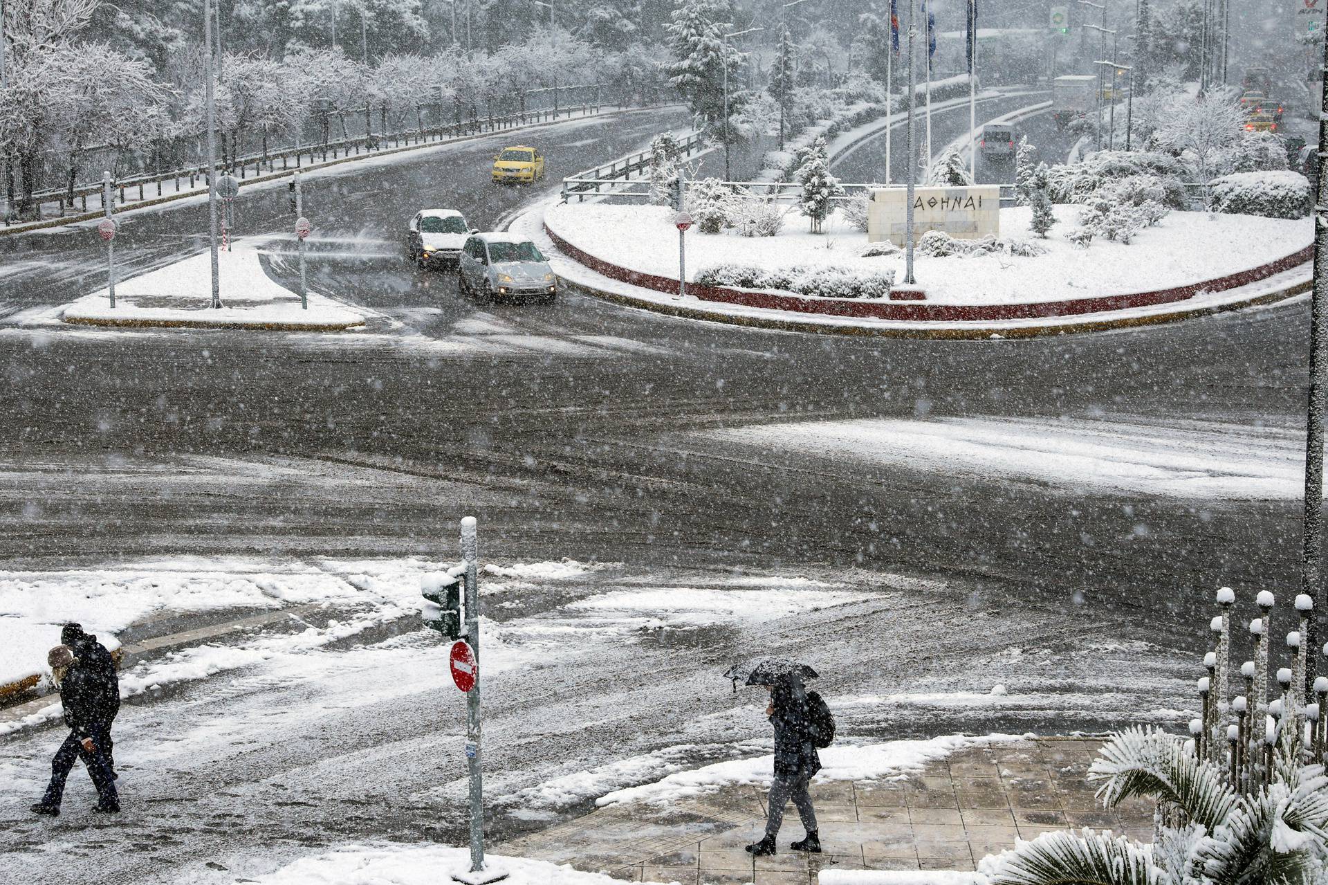 Snowfall in Athens