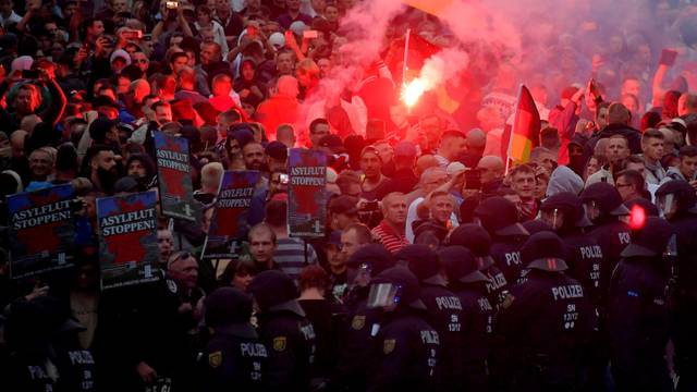 FILE PHOTO: Right-wingers protest in Germany's Chemnitz after a man was stabbed