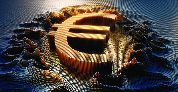 Euro,Symbol,In,A,Digital,Raster,Micro,Structure,-,3d