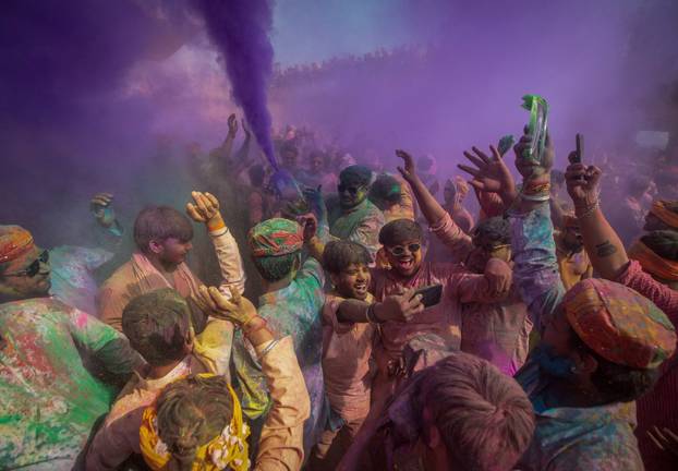 "Lathmar Holi" celebrations in Nandgaon village