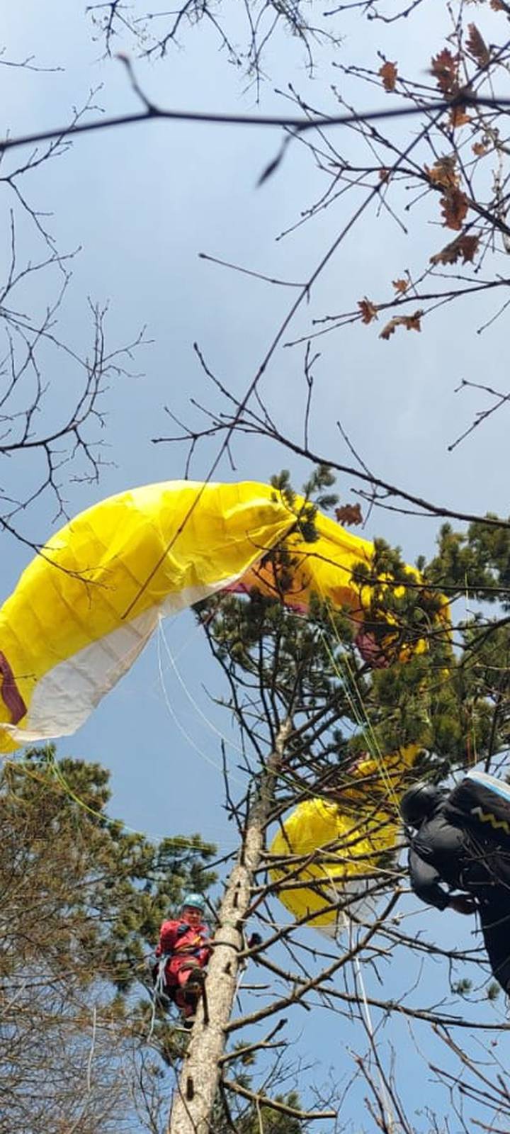 Paraglajder izgubio kontrolu i pao na stablo, HGSS ga spasio