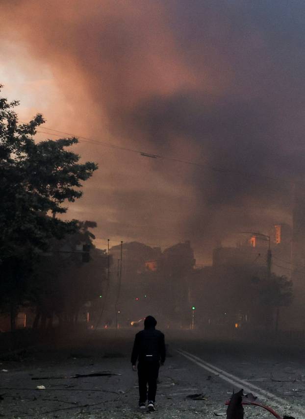 Aftermath of an overnight Russian missile and drone strike, in Kyiv