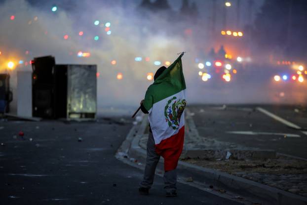 Protest following multiple detentions by Immigration and Customs Enforcement (ICE), in Paramount