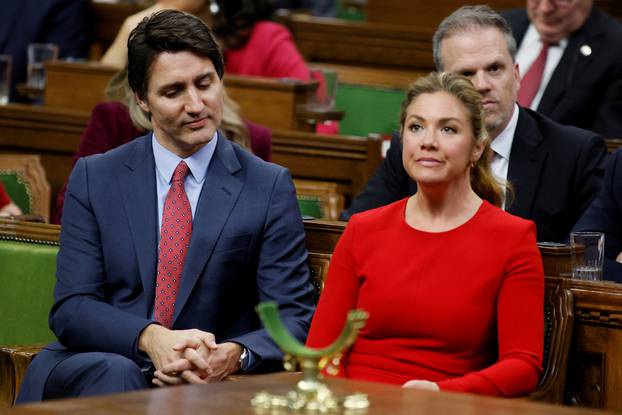 Canadian Prime Minister Justin Trudeau and wife Sophie Gregoire Trudeau, in the House of Commons on Parliament Hill during U.S. President Joe Biden's visit to Ottawa