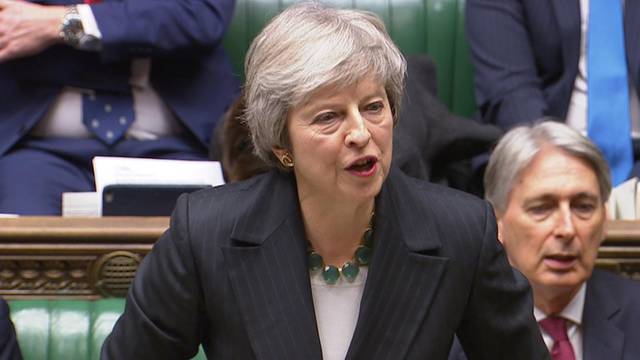 A still image from video footage shows Britain's Prime Minister Theresa May speak about Brexit, in the House of Commons, in central London