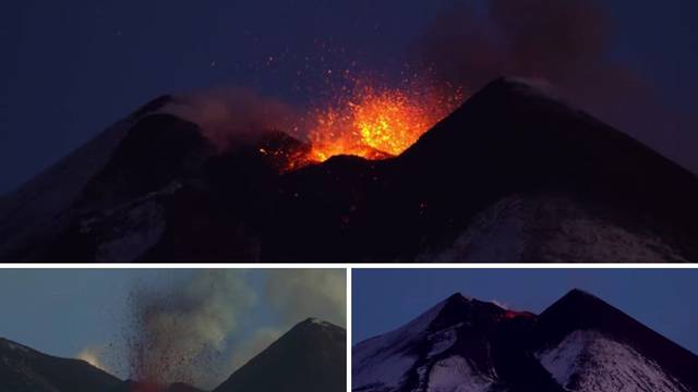 VIDEO Etna je eruptirala u zoru: Pogledajte prizore  s juga Italije, lava 'skače' iz kratera vulkana