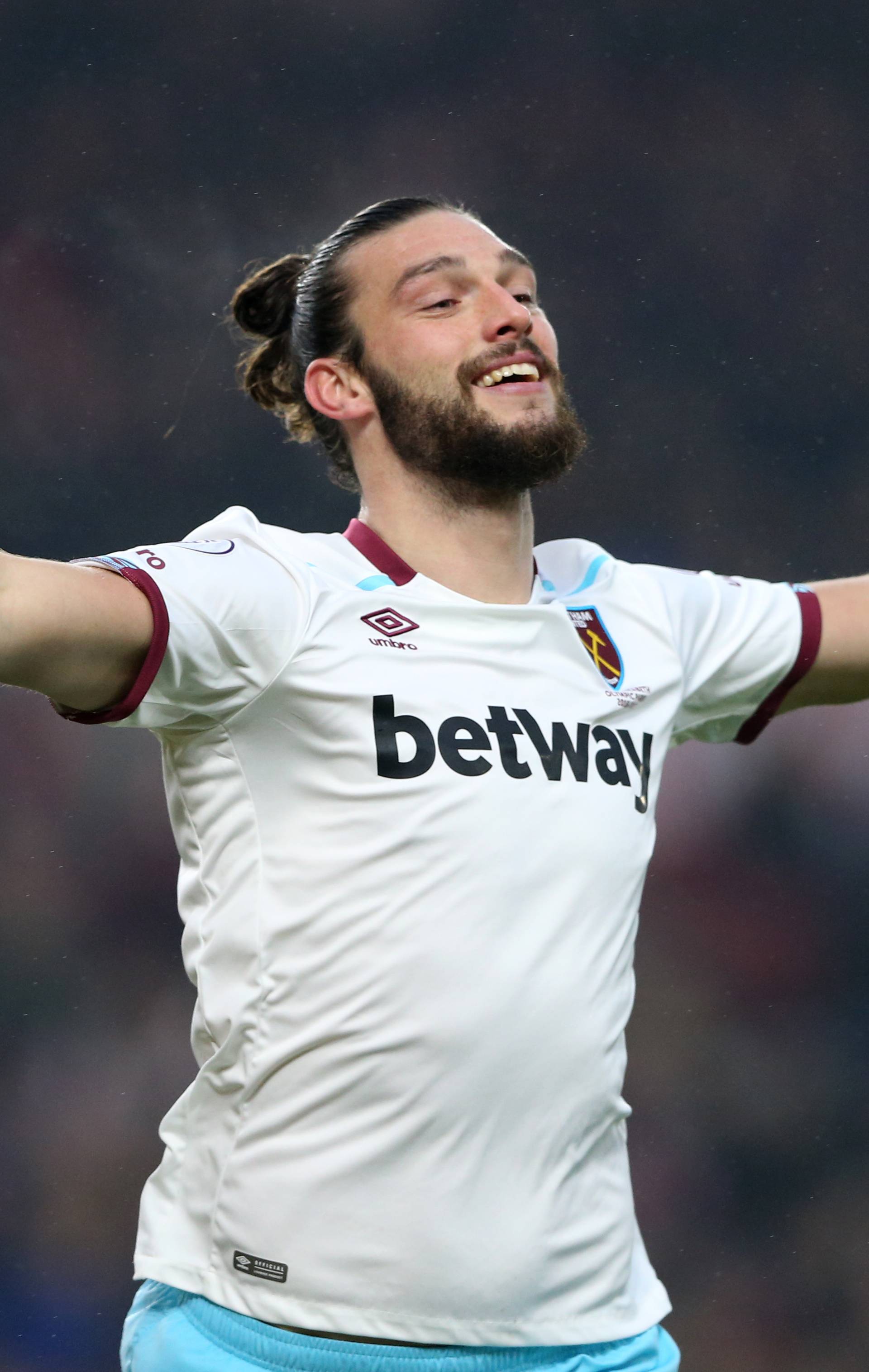 West Ham United's Andy Carroll celebrates scoring their first goal