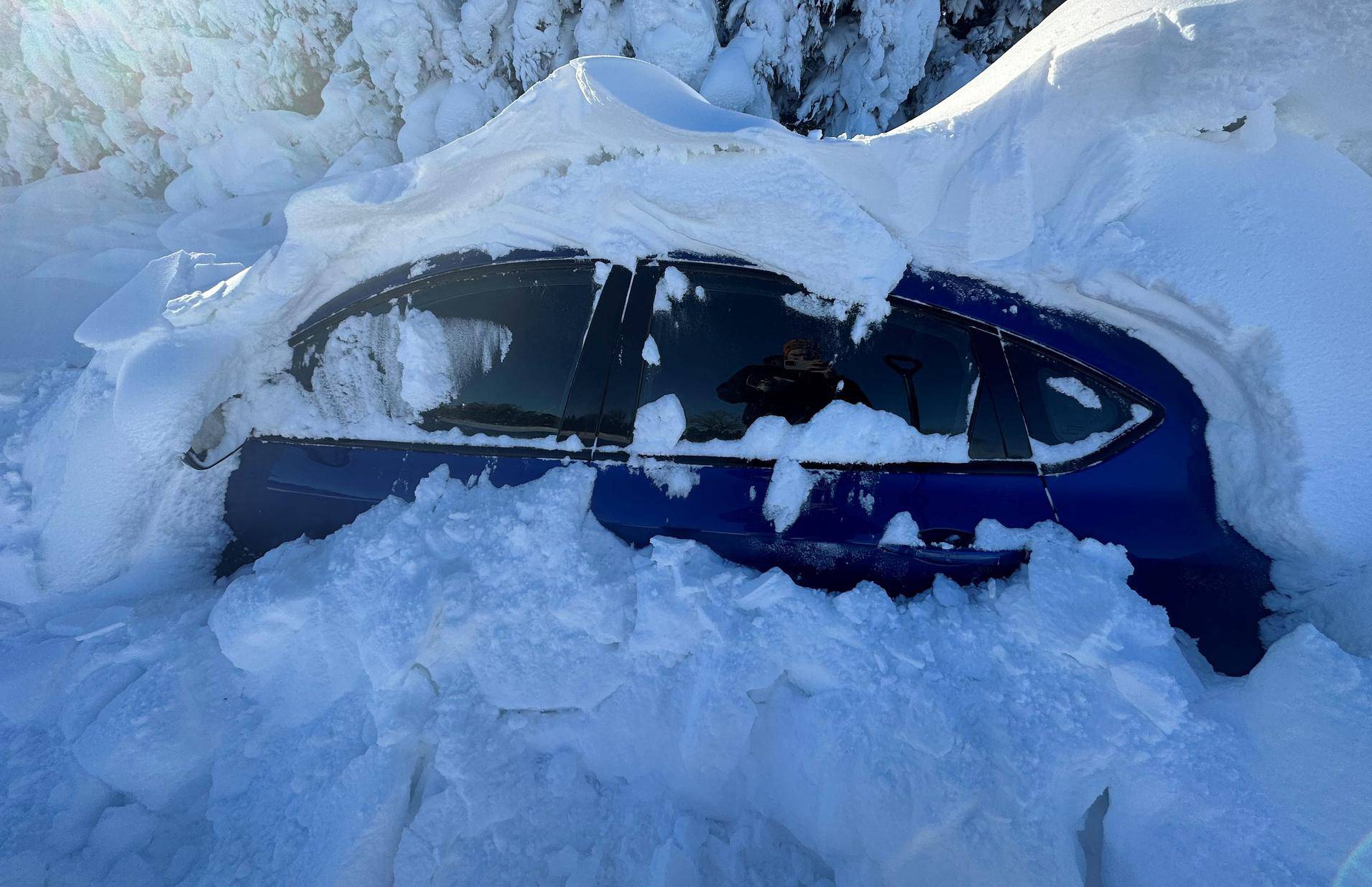 Aftermath of heavy snowfall in Regent, North Dakota