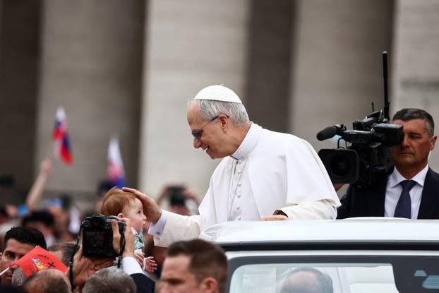 Pope Leo XIV holds his first general audience in St. Peter's Square at the Vatican