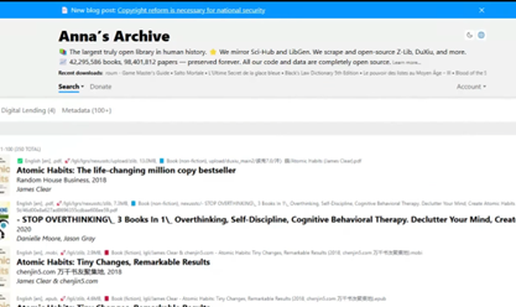 Koristili ste Anna’s Archive za knjige i skripte? Nedavno ste ostali 'kraći' za 750 mil. linkova