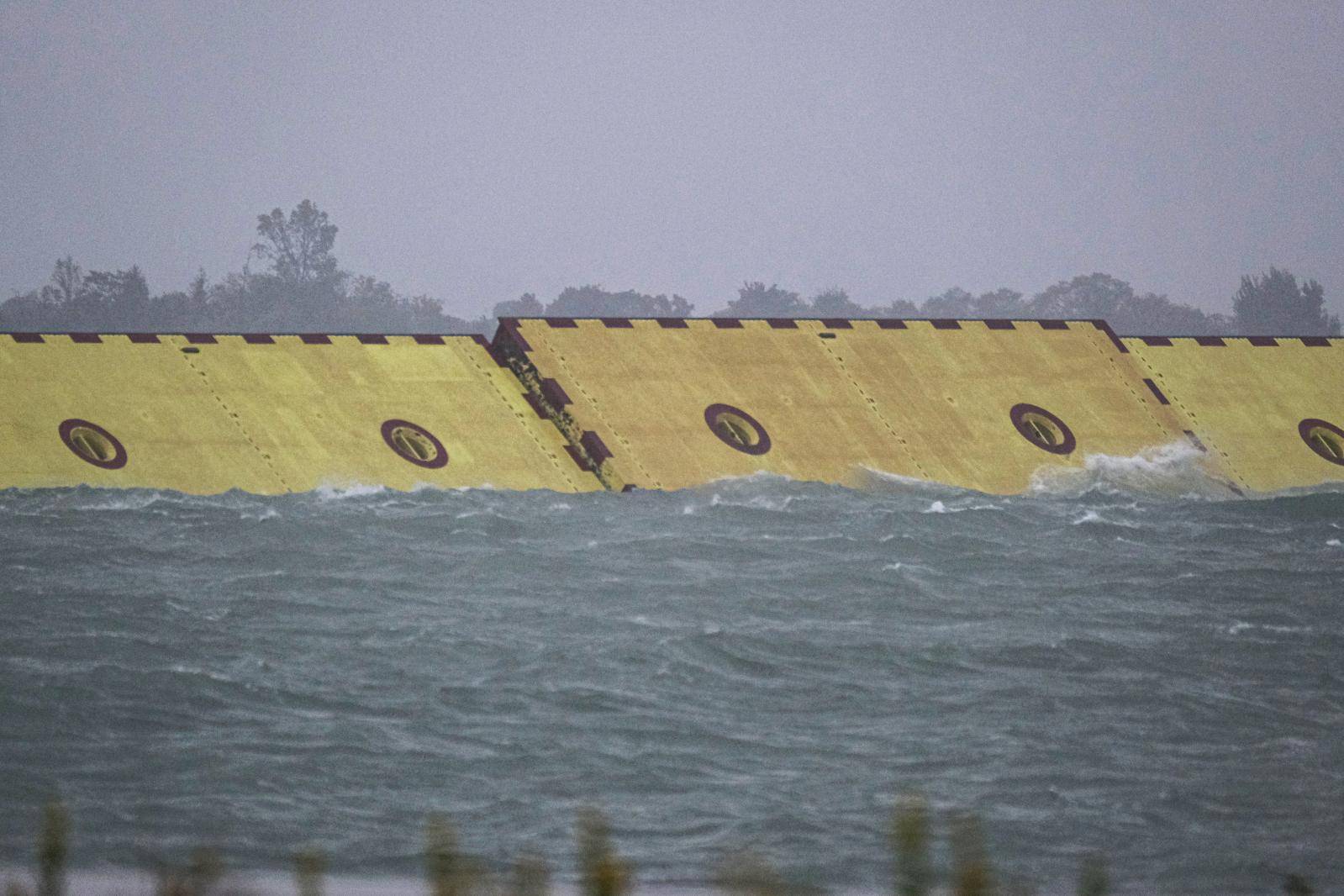 Mose flood barrier scheme is used for the first time, in Venice