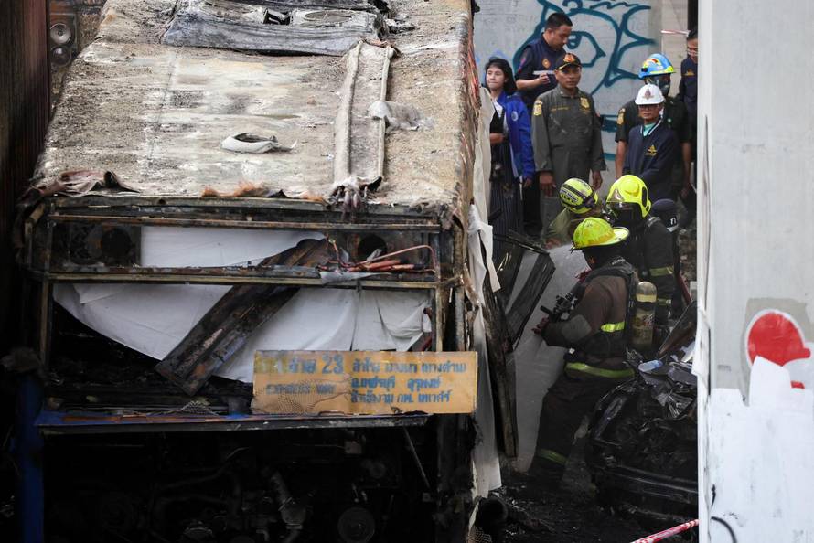 The scene of a multi-vehicle collision, in Bangkok