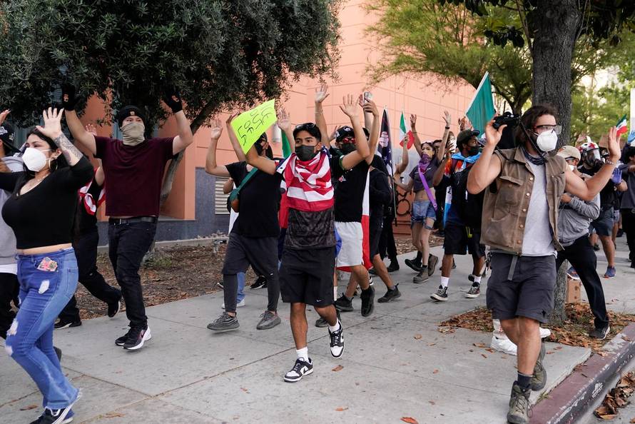 Protest against federal immigration sweeps, in Los Angeles