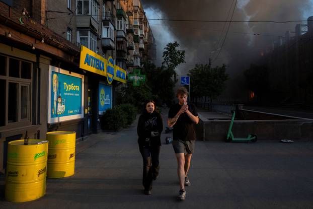 Aftermath of an overnight Russian missile and drone strike, in Kyiv