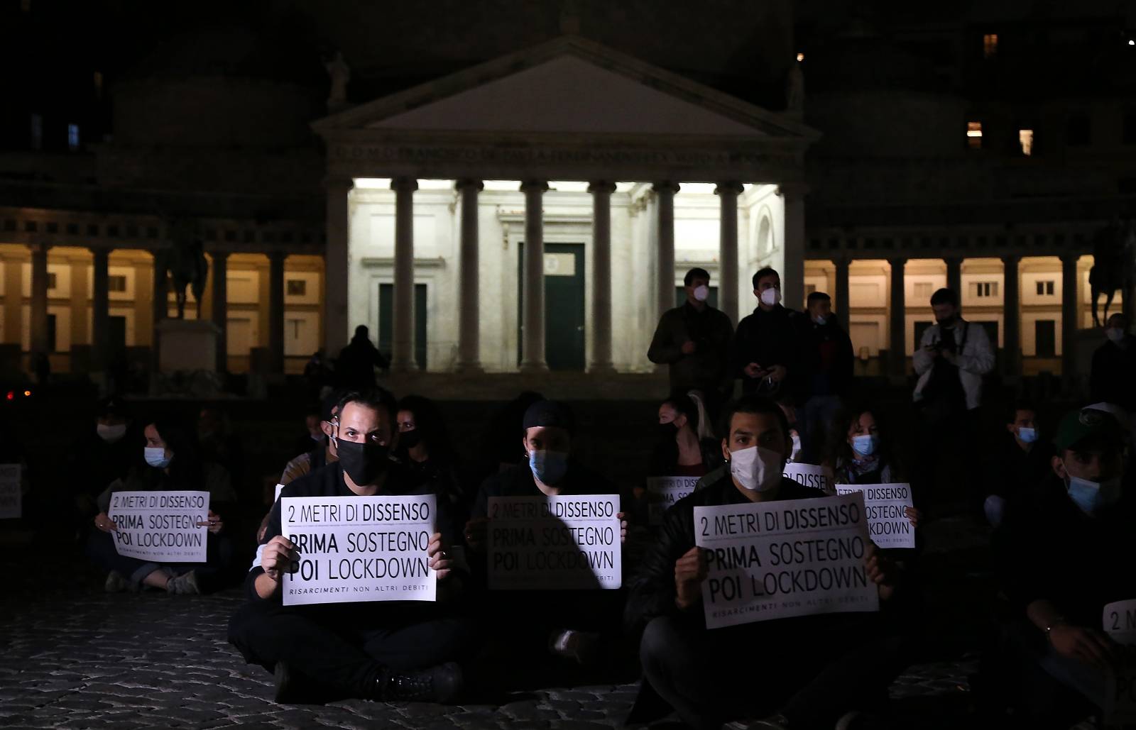 Hundreds of people gathered to protest against the measures implemented to stop the spread of the Covid-19 pandemic by the Government during the second wave of the Covid-19 Coronavirus pandemic in Naples.
