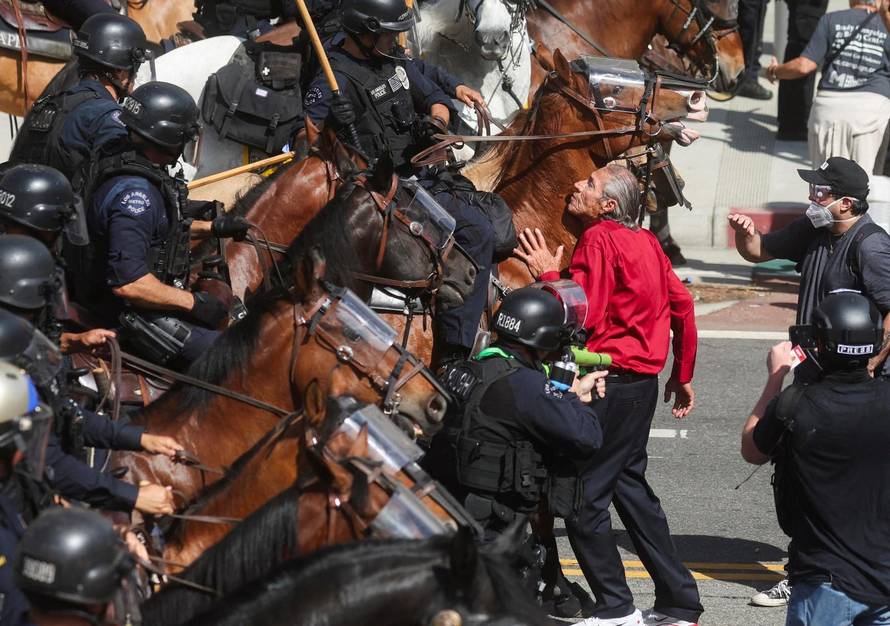 Protest against federal immigration sweeps, in Los Angeles