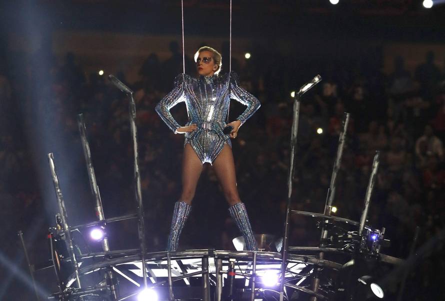 Singer Lady Gaga performs during the halftime show at Super Bowl LI between the New England Patriots and the Atlanta Falcons in Houston