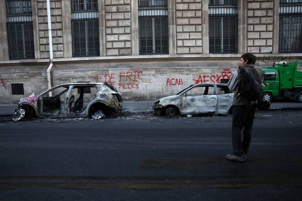 Aftermath of clashes during a national day of protests against the cost of living and rising fuel prices, in Paris