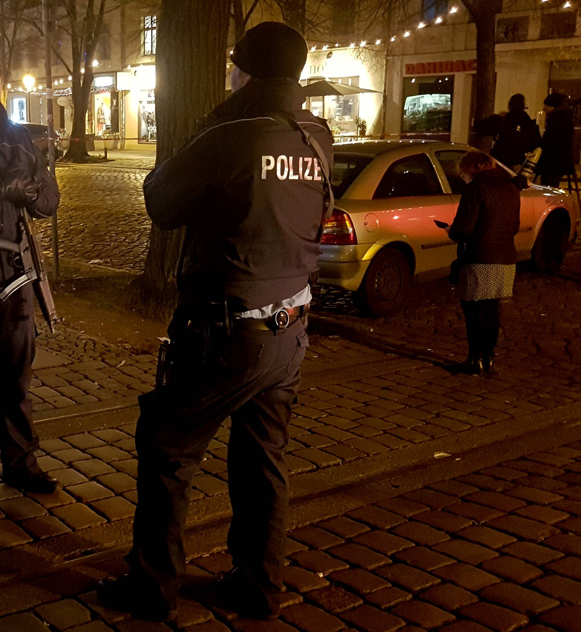 Evacuated Christmas market in the German city of Potsdam