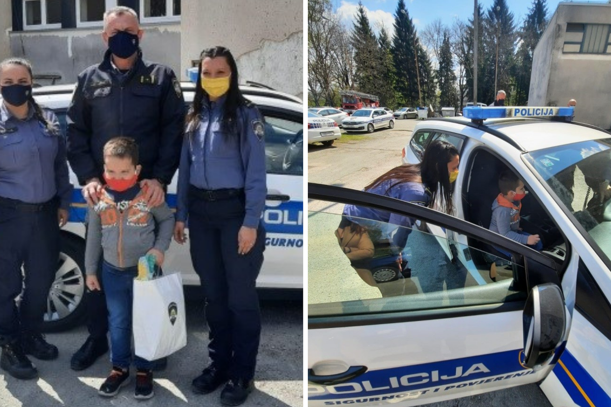 Iznenađenje! Policajci dječaku (7) iz Siska uljepšali rođendan: 'Bio je tužan jer ne može slaviti'