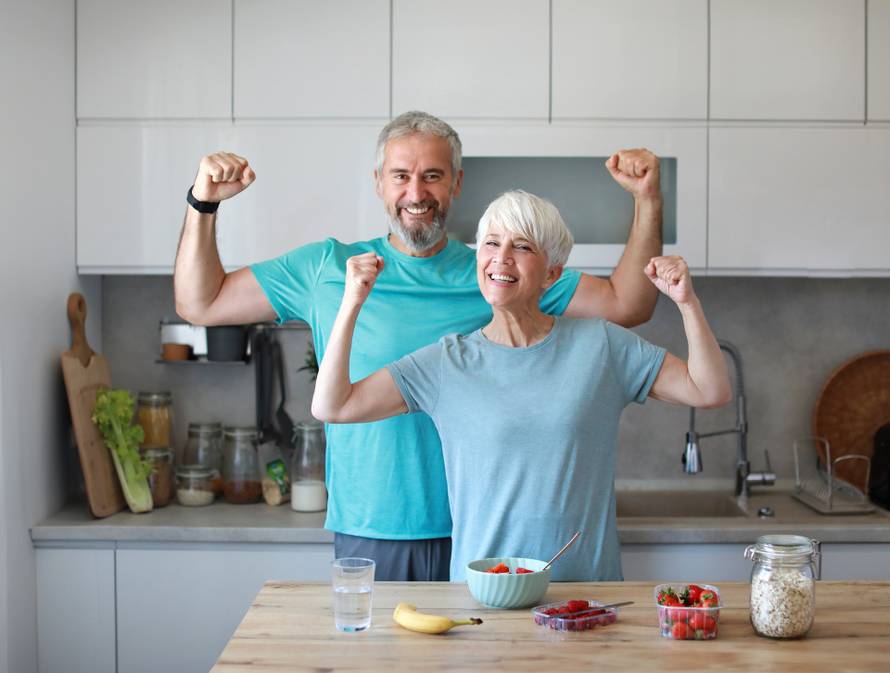 Portrait,Of,A,Senior,Mature,Couple,Having,A,Healthy,Breakfast