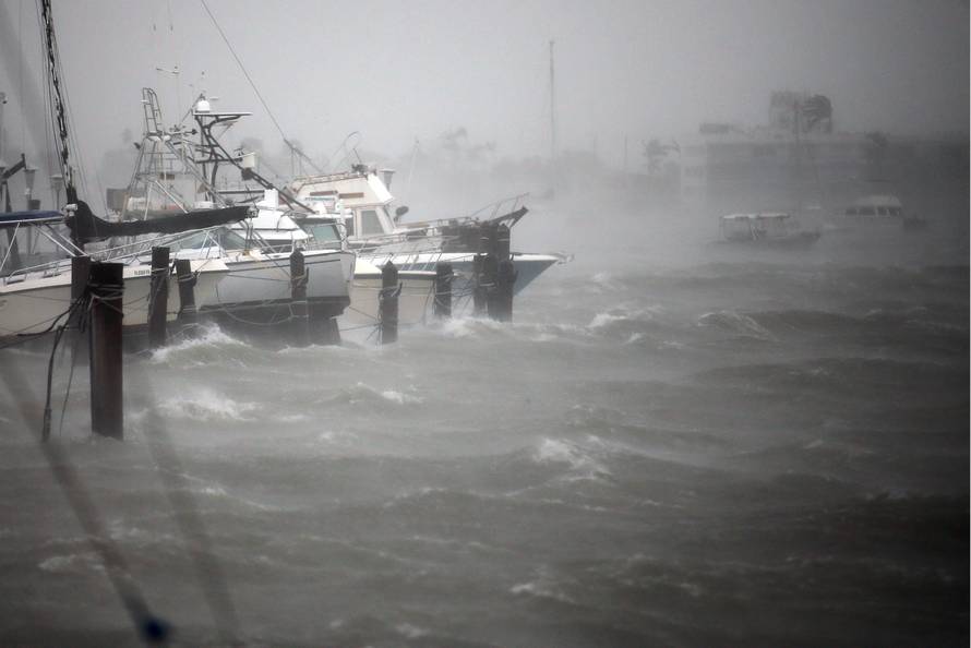 Boats are seen at a marina in South Beach as Hurricane Irma arrives at south Florida, in Miami Beach, Florida