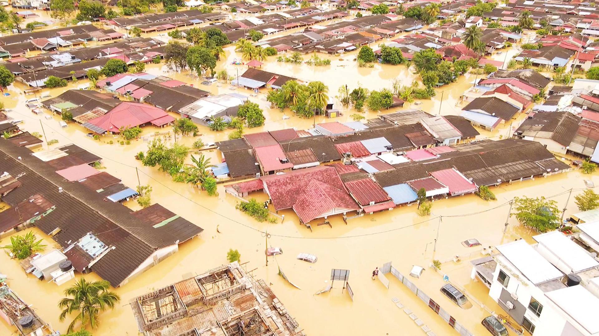 Flooded residential area in Hulu Langat, Selangor state